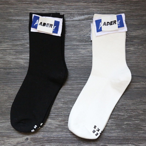 Fall Winter Embroidered Cotton ADER Mid Calf Socks