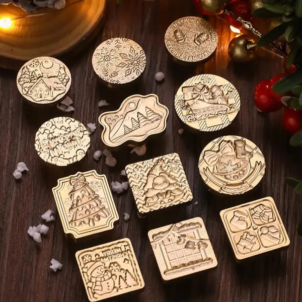 3D Layered Stereo Stamp Original New Christmas Lacquer Seal Copper Head Holiday Gift Brass Sculpture Seal Head High-Quality