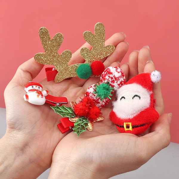 9Pcs/Set Christmas Hairpins Girls Christmas tree Hair Bands Hair Accessories Kids Cute Cartoon Hairpin Christmas ornaments Gift