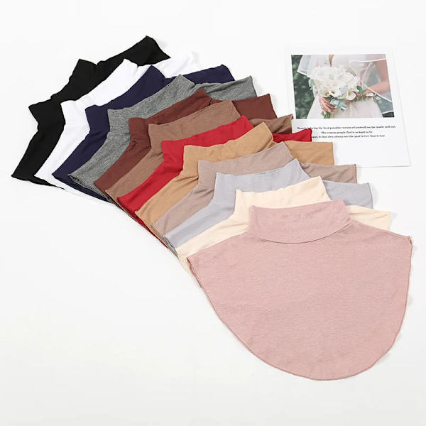 2023 Fashion Womens Modal Turtleneck Fake Collar Extensions Solid Color Neck Half Top Blouse Plain Winter Warmer High Neck Cover