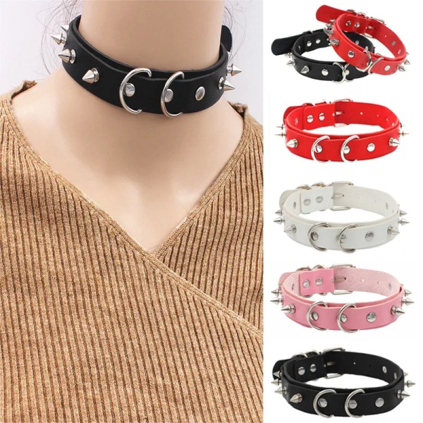 New Punk Gothic Rivet Choker Necklaces For Women Harajuku Collar Black Pu Leather Goth Sexy Girl Necklace Chocker Jewelry