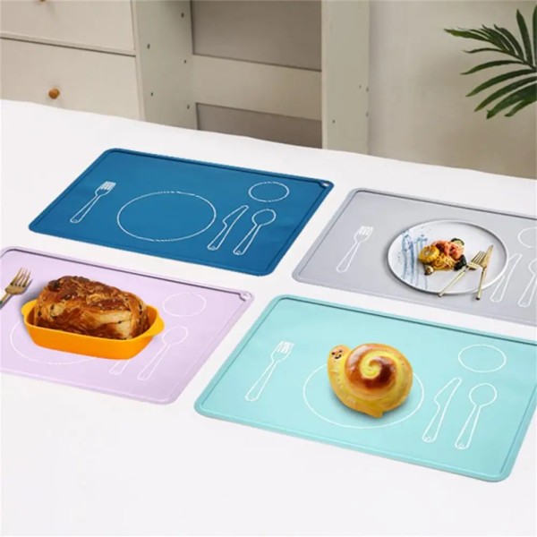 Modern Silicone Placemat Flexible Table Mat Reusable Anti-scalding Daily Use Silicone Kids Dining Table Placemat
