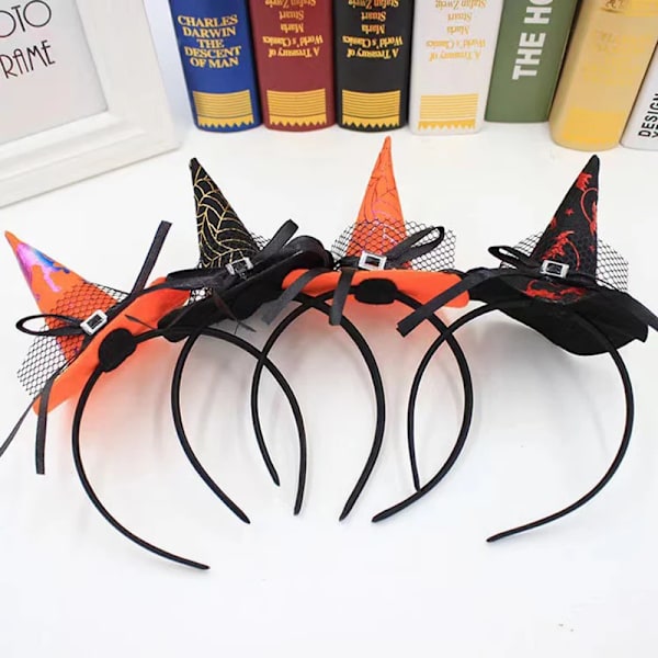 Unisex Halloween Bowknot Witch Hat Hair Hoop Multicolor Elastic Plastic Hairband Women Girls Costume Party Cosplay Prop Headband