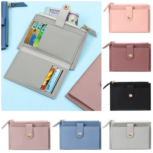 Women Fashion Small Wallet Purse Solid Color PU Leather Mini Coin Purse Wallet Credit Card Holder Bags