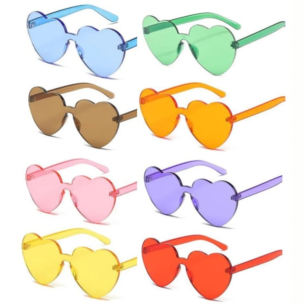 FOENIXSONG Heart Sunglasses for Women Men Rimless Eyewear UV400 Female Pink Green Yellow Blue Orange Purple Brown Sun Glasses