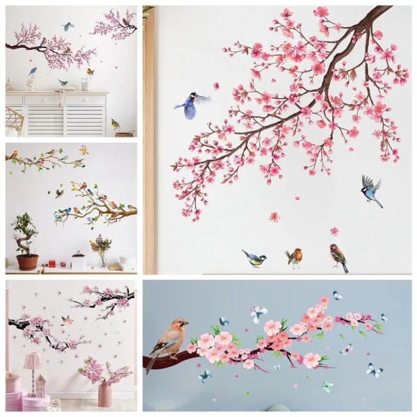 Bird on Tree Branch Small House Bird's Nest Wall Stickers For Children's Room Bedroom Study Decorative Decal Mural Home Decor