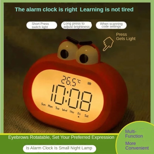 reloj Alarm Digital Clock Student Smart Timer Children's Cartoon Bedside Desktop Night Light Silent Learning Lights Table Clock