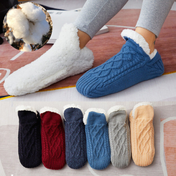 6pairs Thick Winter Woolen slipper Floor Socks With Grip For Women And Men