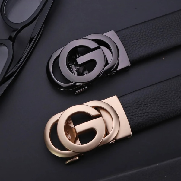 New Genuine Men's Business Genuine Leather Belt Automatic Buckle Trouser Belt Casual Versatile Fashion High End Trouser G Belt