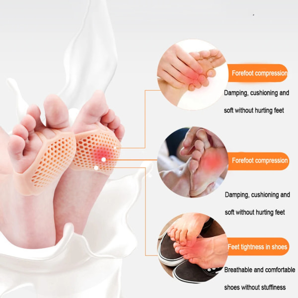 Silicone Foot Care Forefoot Cushion Pain Prevention Insole Women High Heel Shoes Foot Blister Toes Insert Pain Relief Pads Cover