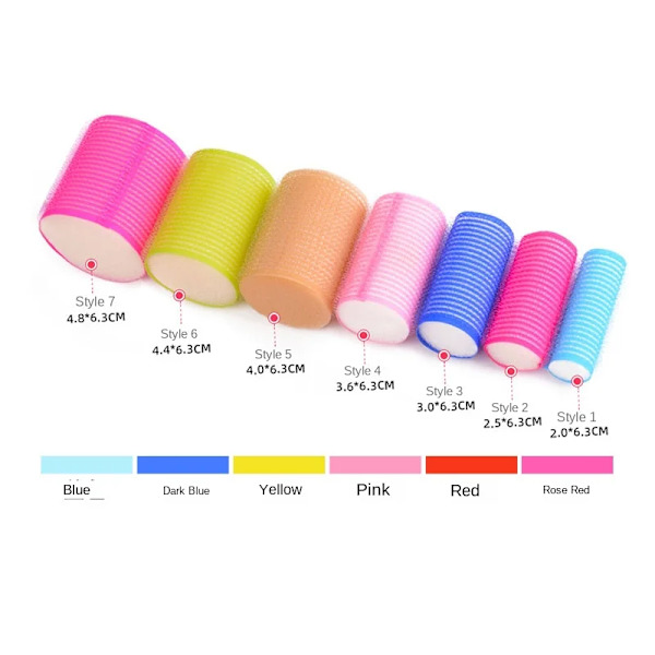 6Pc/set No Heat Self-adhesive Hair Curler Hair Rollers Set Self Grip Heatless Curling Hairdressing Styling Tools Multi Sizes New