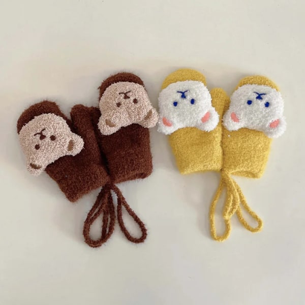Bear Winter Baby Gloves Soft Warm Fleece Kids Gloves Snow Kawaii Children Mittens for Girls Boys Accessories 1-4Y