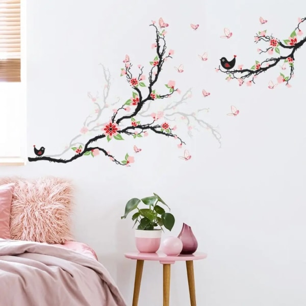 Bird on Tree Branch Small House Bird's Nest Wall Stickers For Children's Room Bedroom Study Decorative Decal Mural Home Decor