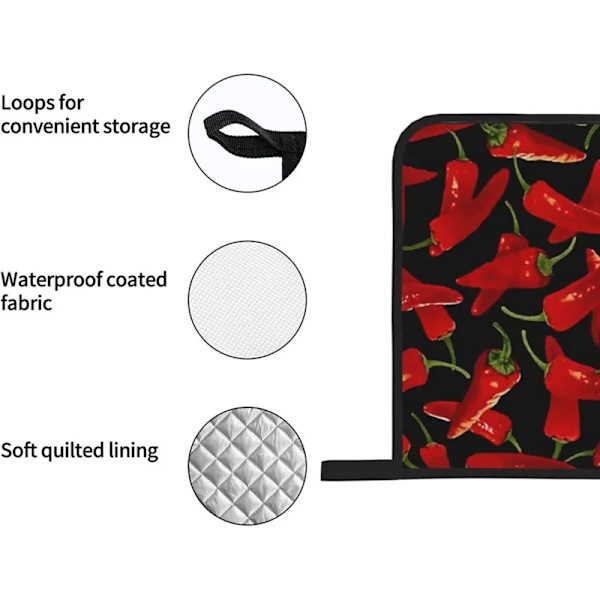 Chili Peppers Chili Oven Mitts and Pot Holders Sets of 4 Resistant Hot Pads with Non-Slip BBQ Gloves for Kitchen Cooking Baking