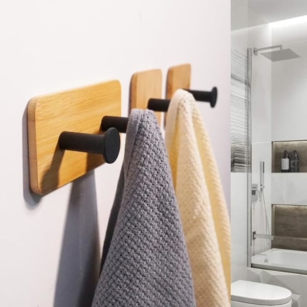 Wall-mounted Clothes Hanger Bedroom Accessories No-drilling Bamboo Porch Hat Strong Adhesive Storage Hook,1 Piece,circle white