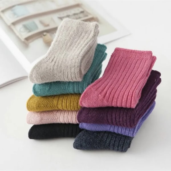 4pairs/Lot Winter Children Thick Socks Warm Wool Baby2-12Years Girls Boys Solid Socks