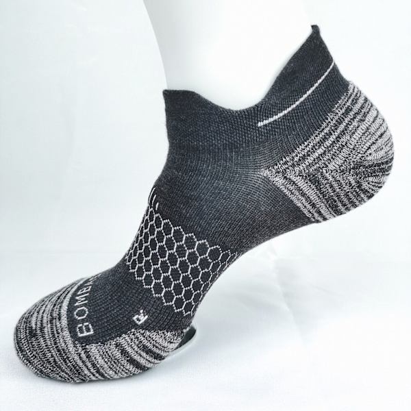 BOMBAS 4 pairs Men's Honeycomb Lightweight running Ankle Socks Grey Size Med