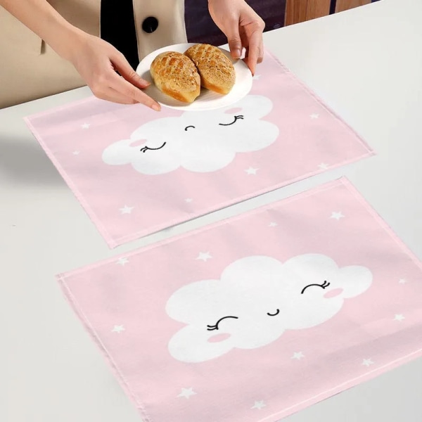 Rainbow Cartoon Animal Placemats For Dinner Table Decoration Accessories Linen Fabric Table Mat 30X40CM For Children Gift