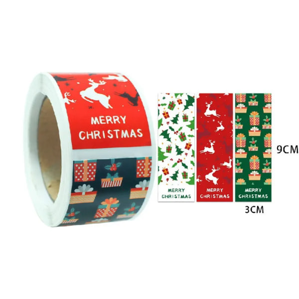 100Pcs Rectang Red Green Merry Christmas Santa Claus Labels Stickers for Gift Package Card Box Wrapping Party Small Business