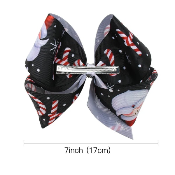 7'' Jojo Siwa Bows Christmas Printed Large Hair Bows for Girls Rhinestone Knotted Ribbon Bows Hairgrips Party Kids Headwear