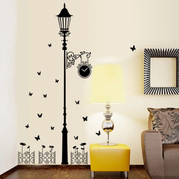 Street lamp butterfly Wall Sticker Living room Bedroom Sofa Background home decoration Vinyl Mural Art Decals Wallpaper
