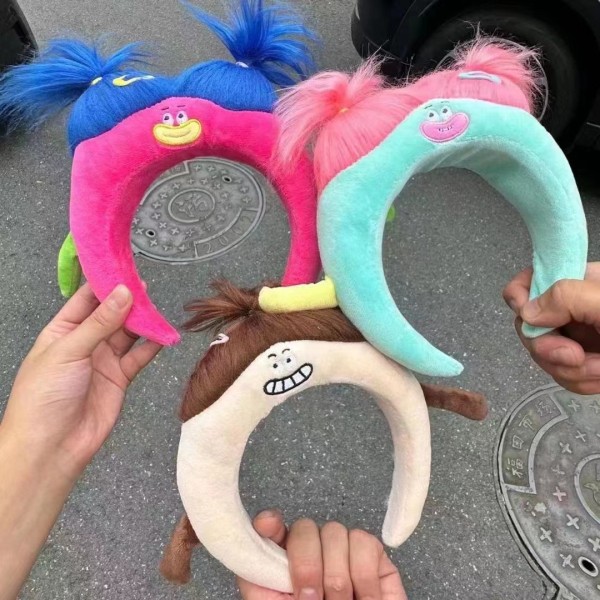 3Pcs Anime Kawai Vital Monster Plush Hair Band Cute Funny Ugly Hair Band Long Hair Head Band Cartoon Fun Hair Band Christmas Gifts rosa