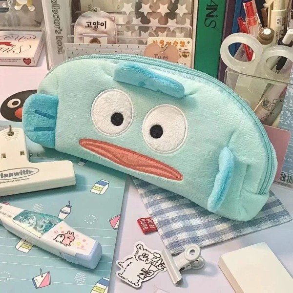 Kawaii New Sanrio Hangyodon High Capacity Pencil Case Student Stationery Box Cute Plush Cartoon School Supplies Storage Bag
