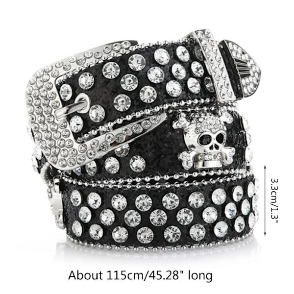 Head Skull Buckle Belts Women Pu-leather Strap Rhinestone Buckle Belts Western Cowboy Y2k Girls Fashion Belt for Jeans