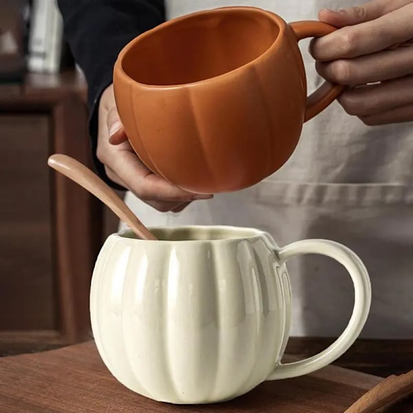 Halloween Pumpkin Cup Gothic Devil Pumpkin Ceramic Cup Retro Ceramic Mug Retro Halloween Enamel Handle Cups Milk Coffee Mug