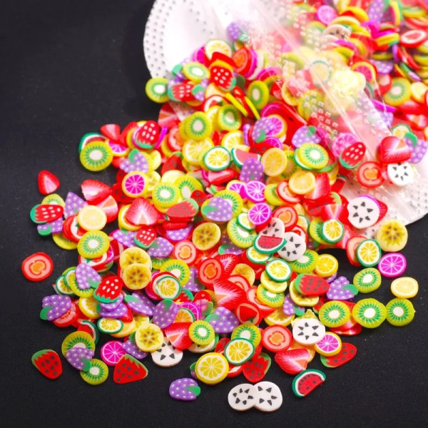 3D Colorful Tiny Fruit Sequins Soft Pottery Patch Polymer Nail Art DIY Stage Wedding Party Home Decor Accessories 12g