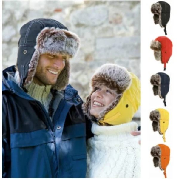 Mens Women Unisex Warm Trapper Aviator Trooper Earflap Winter Flaps Ski Hat New Hats Russian Ski Hat Faux Fur Hats