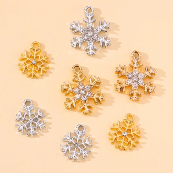 20Pcs New Christmas Crystal Snowflake Zircon Necklaces Charms Pendants for DIY Earrings Handmade Jewelry Making Women Girls Gift
