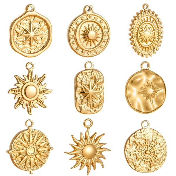 3pcs/Lot Stainless Steel Casting Sunburst Sun Moon Star Charms Pendant For DIY Necklace Bracelet Earrings Jewelry Accessories