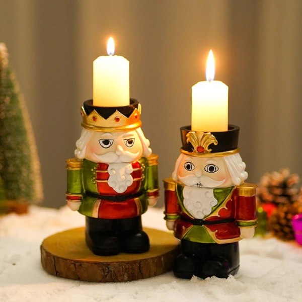 Christmas Candle Holder Nutcracker Tealilght Holders Decorative Candlestick for Christmas Holiday Centerpiece Home Party 87HA