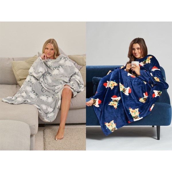 Luxury Fleece Sleeved Blanket Super Soft Warm Wearable Throw with Sleeves