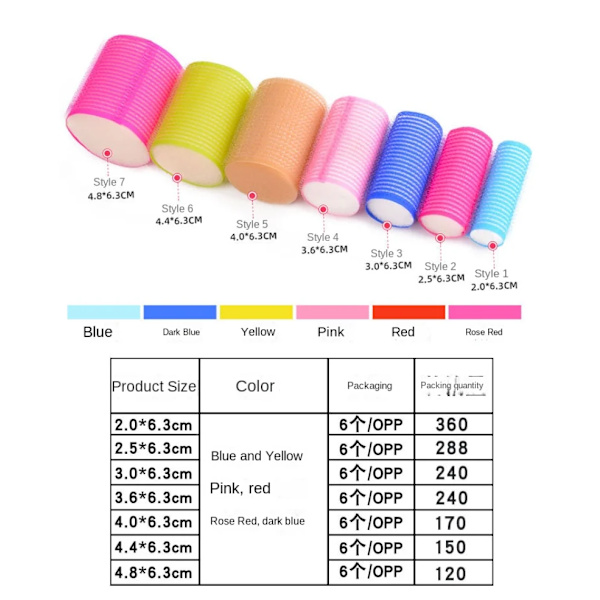 6Pc/set No Heat Self-adhesive Hair Curler Hair Rollers Set Self Grip Heatless Curling Hairdressing Styling Tools Multi Sizes New