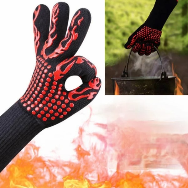 BBQ Gloves Camping Microwave Gloves High Temperature Resistance Barbecue Glove Oven Mitts 500 800 Degree Fireproof Grill Glove