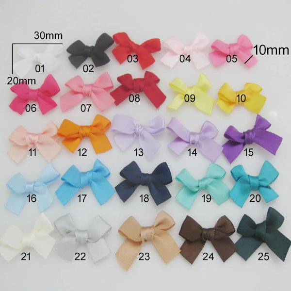 (Small Size) 3/8" Satin Ribbon Knotted Bows For Apparel Decoration 50Pcs 30MM*20MM Craft Bow Garment Accessories