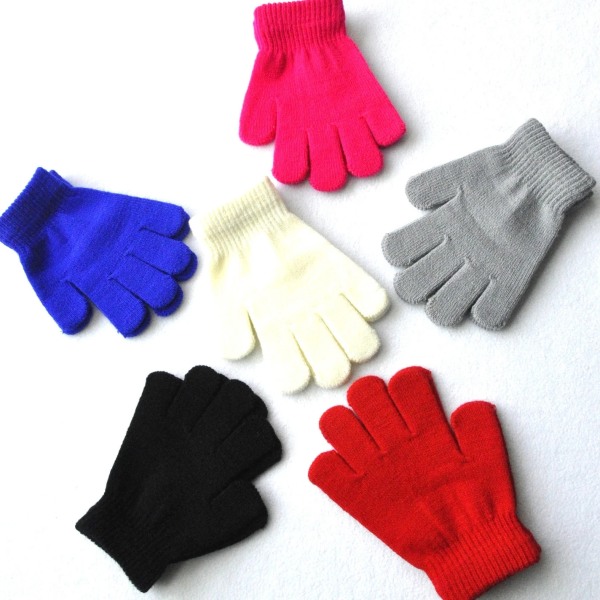 Children Knitted Gloves Winter Kids Pupil Student Solid Color Furry Full Finger Mittens Autumn Writing Warmer Hand 6-11Years Old