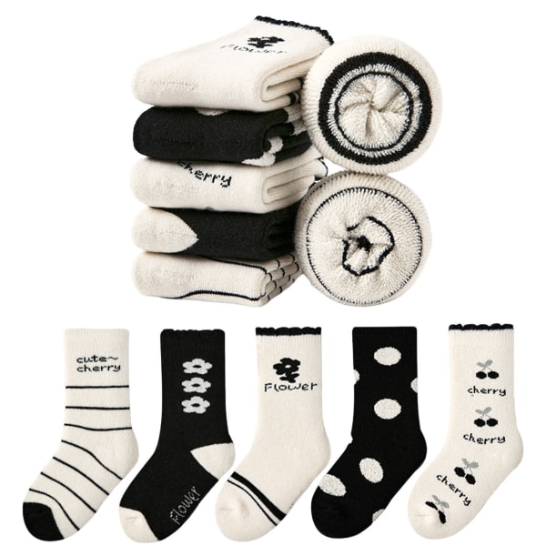 5pairs  Fashionable New Pattern Stockings Simple And Warm Comfortable Socks For Autumn