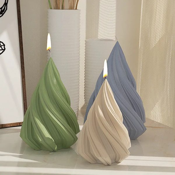 3D Roman Pillar Swirl Candle Silicone Molds Handmade Taper Candle Making Wax Mold Abstract Art Craft Plaster Ornament Home Decor