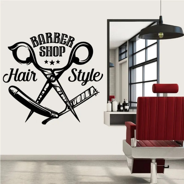 Barber Shop Wall Sticker Men Barber Shaving Hair Salon Clubhouse SPA Glass Window Shop Signboard Art Deco Vinyl Wall Decal MF55