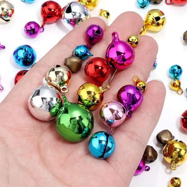 Louleur Colorful Christmas Jingle Bells Beads Pendants For Jewelry Making DIY Crafts Handmade Accessories Party Decoration