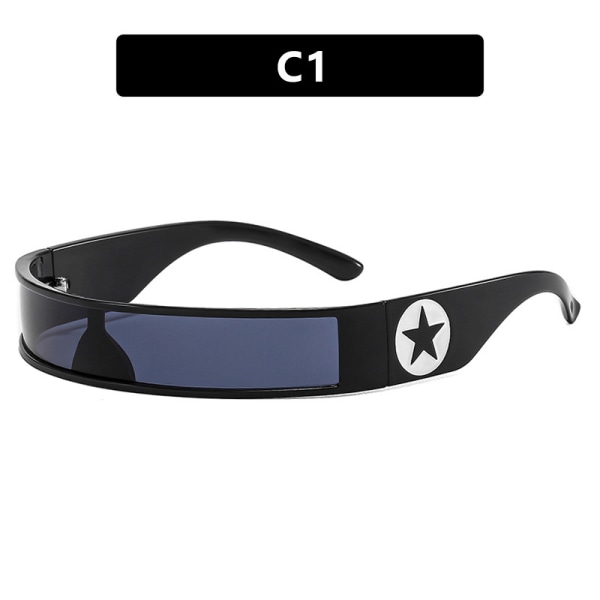 One piece Y2K Five-pointed Star Conjoined Narrow Frame Sunglasses