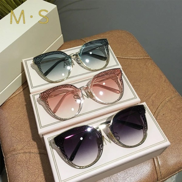 Luxury MS Sunglasses For Women Oversized Eyewear 2020 Gradient Rimless Eyewear U