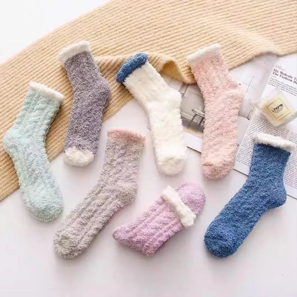 Women Socks Winter Warm Coral Fleece Sleep Socks Mid-tube Home Floor House Cosy Thermal Thick Snow Socks 5 Pairs/Lot Hot Sale