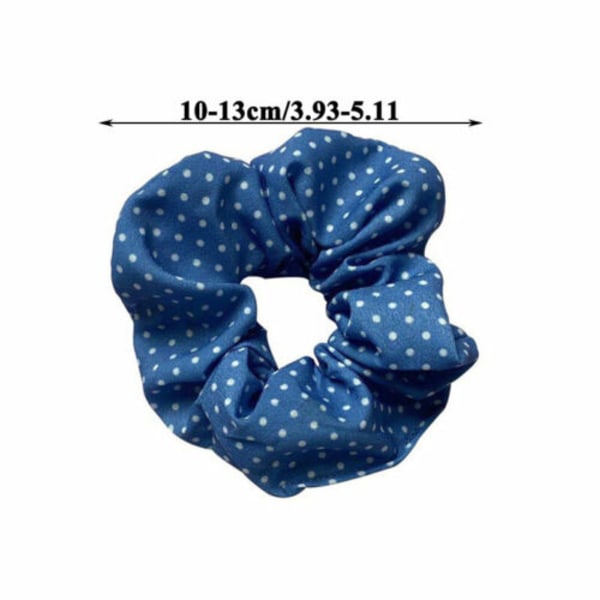 Women Sweet Scrunchies Polka Dot Plaid Daisy Print Hair Ring Rope Ties Headwear