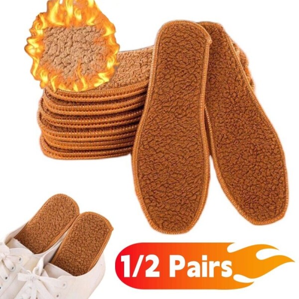 2 Pairs Winter Alpaca Wool Insoles Soft Warm Thicken Foot Thermal Shoe Insoles