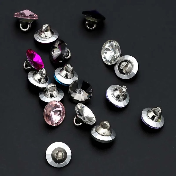 10Pcs/lot 10mm Black Button Red Diamond Small Metal Button Women's Fashion Exquisite Shirt Skirt Decorative Buttons C355