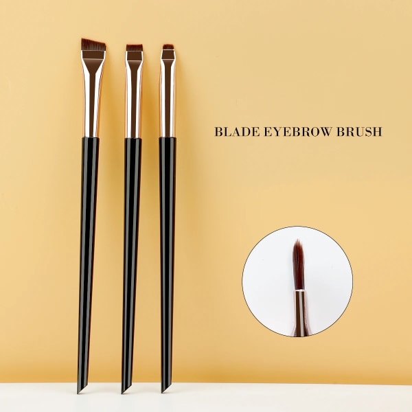 3PCS makeup brush set eyeliner brush eyebrow application aluminum tube plastic handle cosmetics tools